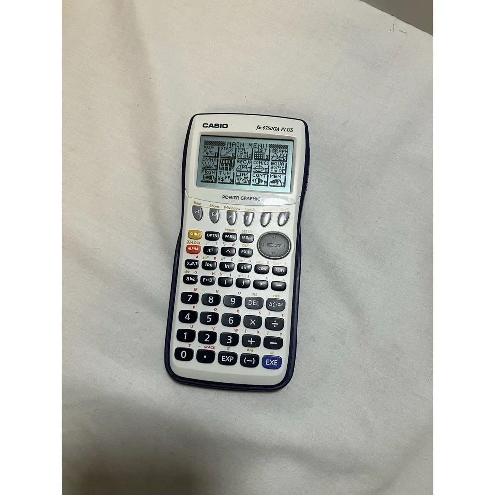 Casio FX-9750GII Graphing Calculator Blue & White Power Graphic - Tested Works